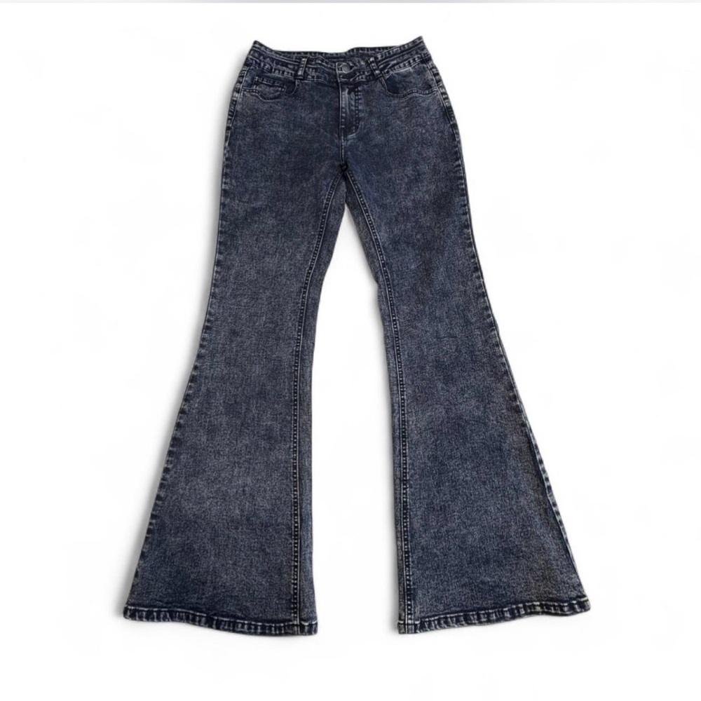 Acid Wash Flare Bell Bottom Jeans Women’s 8 Western Grunge Boho Festival Denim
